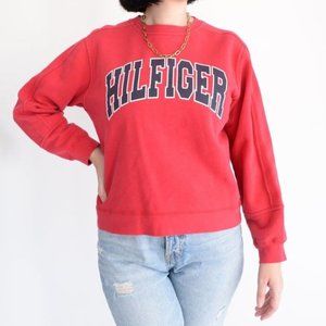 Vintage 90s Y2K  Tommy Hilfiger Red Crewneck Sweater Size Large